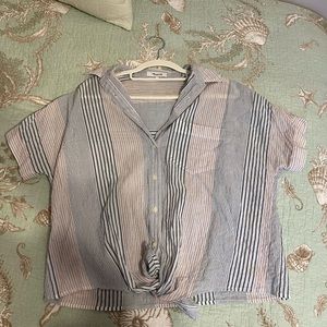 Madewell Striped Tie Front Short Sleeve Tee (S)